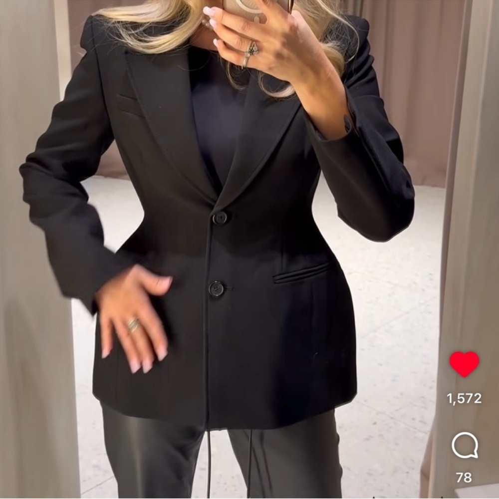 Zara black fitted waist   Women's Blazer